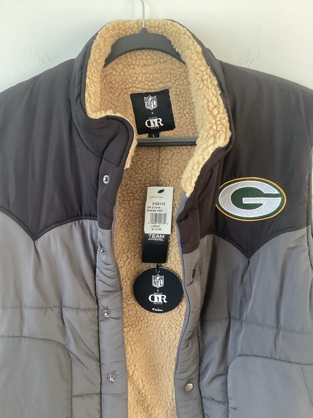 NWT NFL x Darius Rucker Green Bay Packers Sherpa Vest L